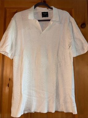Abercrombie & Fitch Cream Knit Polo Shirt